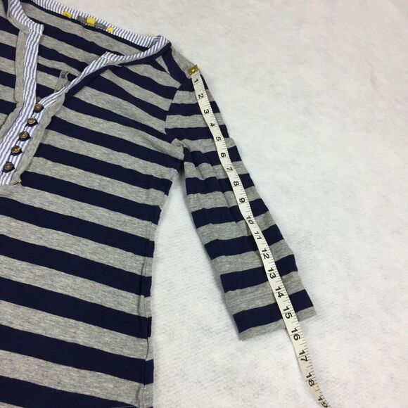 Anthropologie Little Yellow Button Top Size Extra Small Womens Blue Grey Stripef - Picture 10 of 10